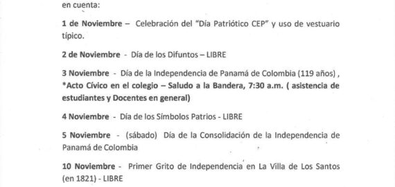 Horario fiestas patrias